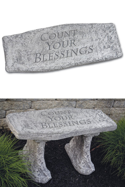 Inspirational Garden Bench Count Your Blessings Cement Cast Stone